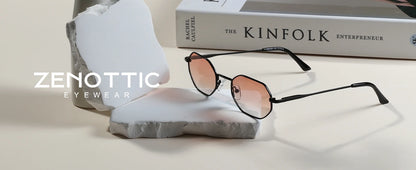 ZENOTTIC Retro Small Polygon Polarized Sunglasses — Metal UV400 Anti-Glare Shades for Men & Women, Driving & Outdoor Eyewear