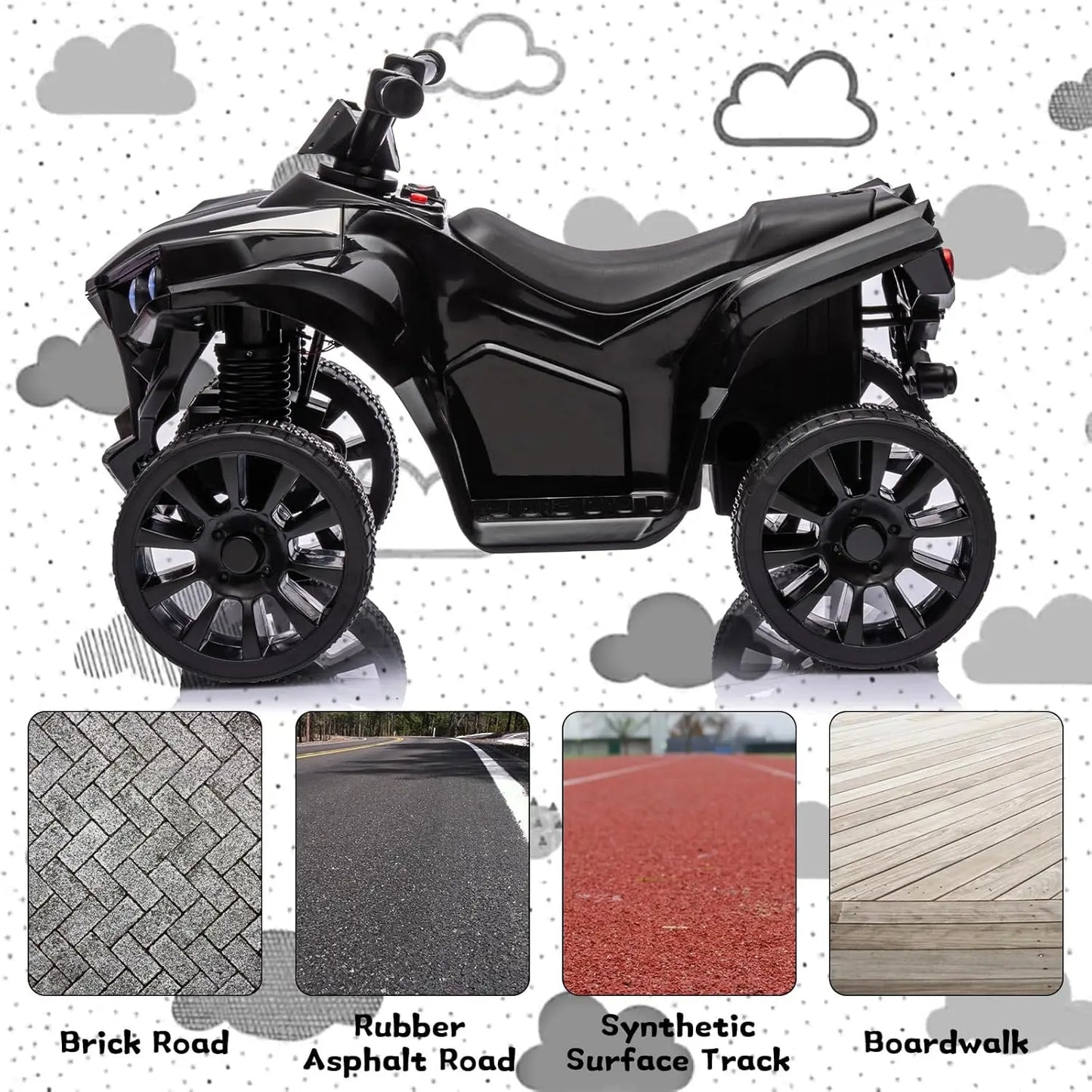 6V Kids Ride-On ATV 4-Wheeler – Electric Quad Car with Music, Foot Pedal, 1.8MPH Max Speed & Durable Wheels