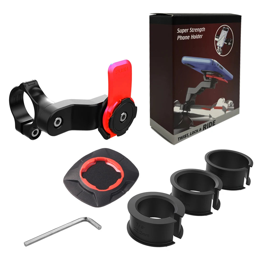 QUAD-LOCK Motorcycle & Bike Phone Holder — 360° Rotatable Navigation Stand with Secure Mount Bracket