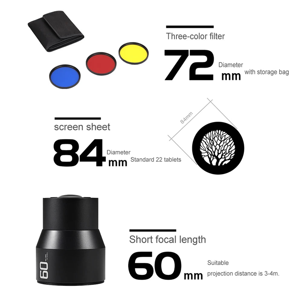 MIAOTU MG06 MAX Bowens Mount Snoot Kit - Focalize Conical Optical Condenser for Flash and Creative Shaped Light Effects