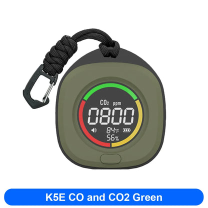 FMAi K5 Carbon Monoxide Detector - Portable Rechargeable CO & CO2 Monitor with LED Screen and Alarm Sound