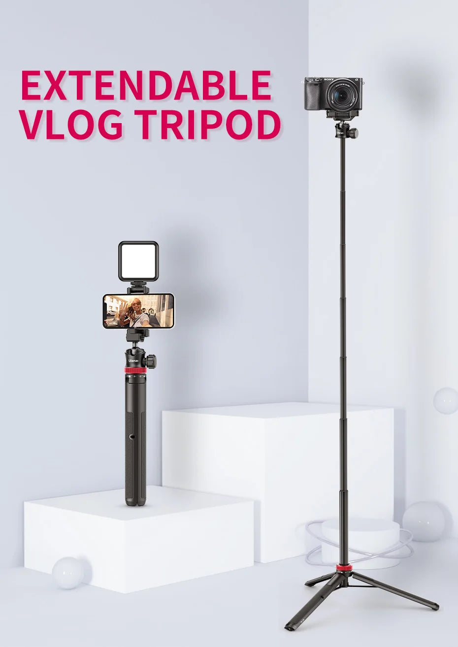 ULANZI MT-44 Tripod – Smartphone Vlog Tripod with Cold Shoe & Phone Mount Holder for Mobile & SLR Cameras
