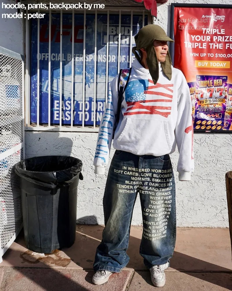 Y2K Vintage American Pattern Jeans for Men & Women – Gothic Harajuku Hip Hop Wide Leg Streetwear