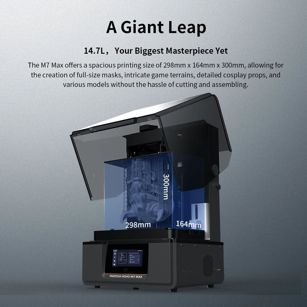 ANYCUBIC Photon Mono M7 Max 3D Printer — Ultra-Large 14.7L LCD Resin Printer with 298x168x300mm Build Volume