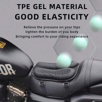 3D Honeycomb Gel Motorcycle Seat Cushion — Universal Breathable, Anti-Slip, Shock-Absorbing Pad for Harley, Honda, Yamaha