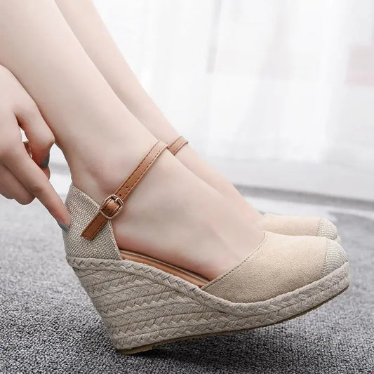 Women’s Summer Platform Sandals – High Heel Wedges with Casual Ankle Strap, Comfortable Zapatos de Mujer