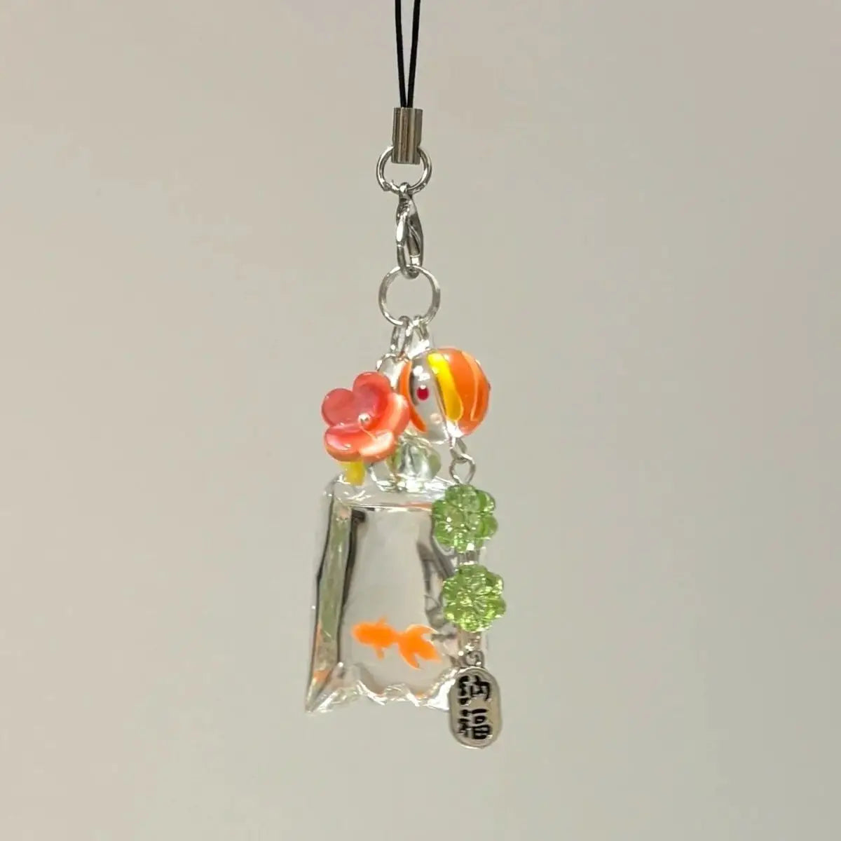 Cute Fish Phone Charm Pendant — Colorful Lucky Case Accessory for iPhone 15, CCD Camera, Schoolbag DIY, Korean Flower Bead Customizable