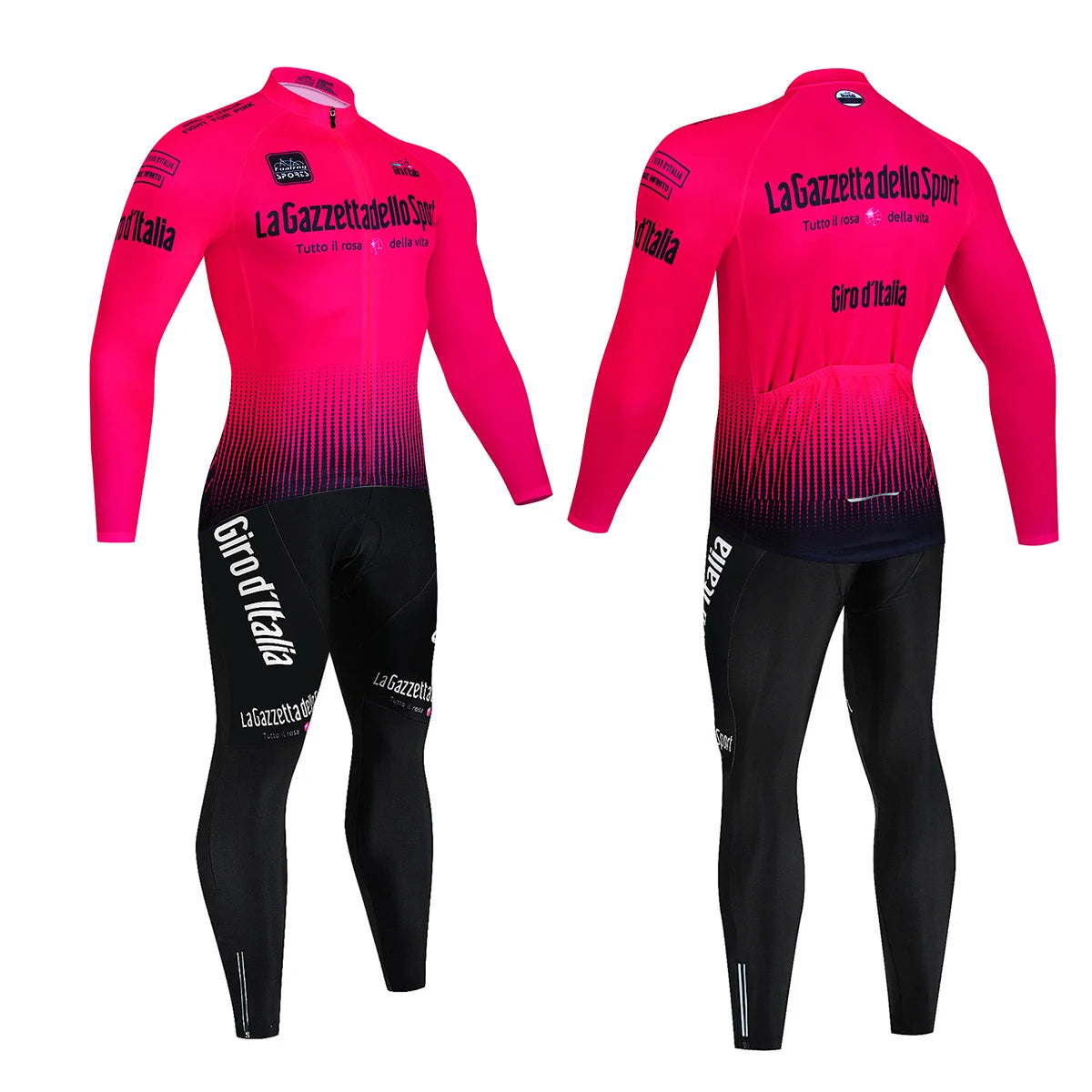 Tour De Italy D'ITALIA Cycling Clothes – Men's Fleece Jersey & Bib Pants Sports Set, Bicycle Uniform Costume