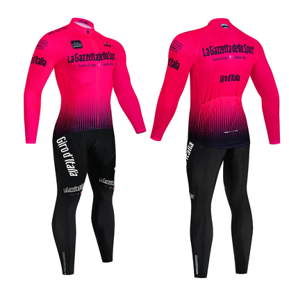 Tour De Italy D'ITALIA Cycling Clothes – Men's Fleece Jersey & Bib Pants Sports Set, Bicycle Uniform Costume