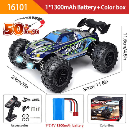 1:16 4WD RC Car – 70KM/H High-Speed Drift Monster Truck with LED, Remote Control, 4x4 for Kids, WLtoys 144001