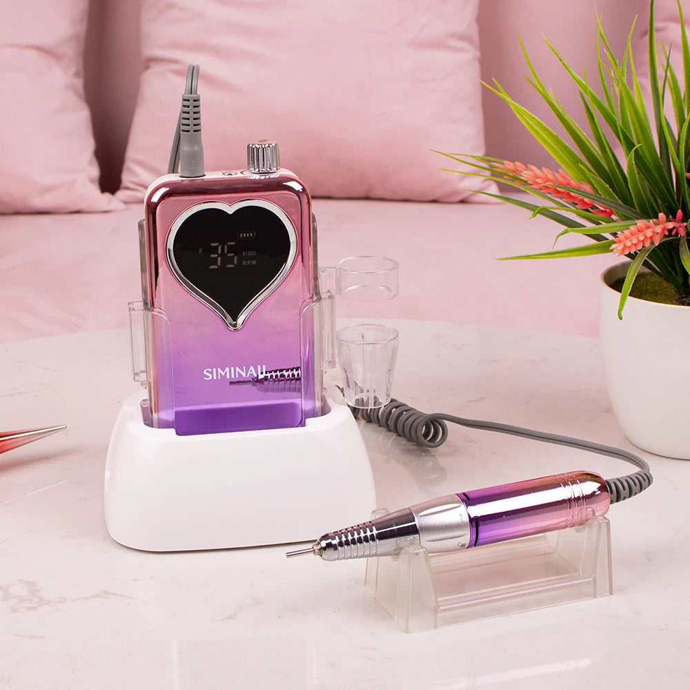 SIMINAIL Professional Nail Drill Machine – 35000RPM Portable Electric Nail File with Rechargeable E-File Bit Kit