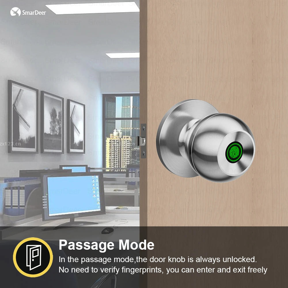 SmarDeer Fingerprint Door Lock – Tuya Smart Bluetooth Keyless Entry with Fingerprint & App Control
