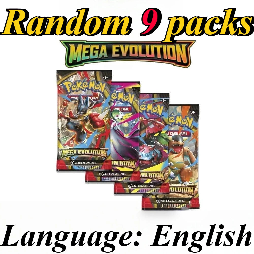 9 Pack Pokémon Trading Cards Set - English Booster Packs with Bright Stars, Prismatic Evolutions and Paldean Fates Gift Collection