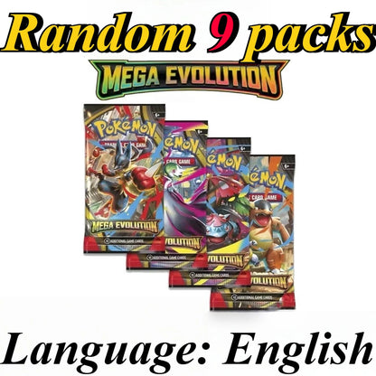 9 Pack Pokémon Trading Cards Set - English Booster Packs with Bright Stars, Prismatic Evolutions and Paldean Fates Gift Collection