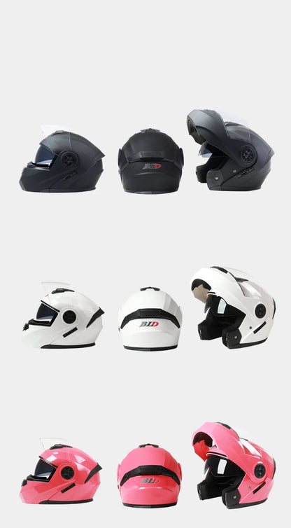 Personalized Dual-Lens Flip-Up Motorcycle Helmet — Motocross Racing Modular Full-Face Helmet for Men & Women, Fashionable Cascos Para Moto