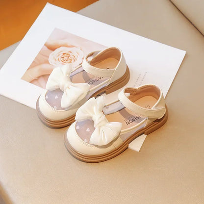 Children’s Princess Lace-Up Flats - Bow Detail Leather Shoes for Girls, Sizes 23–35, Spring & Autumn Wedding Footwear