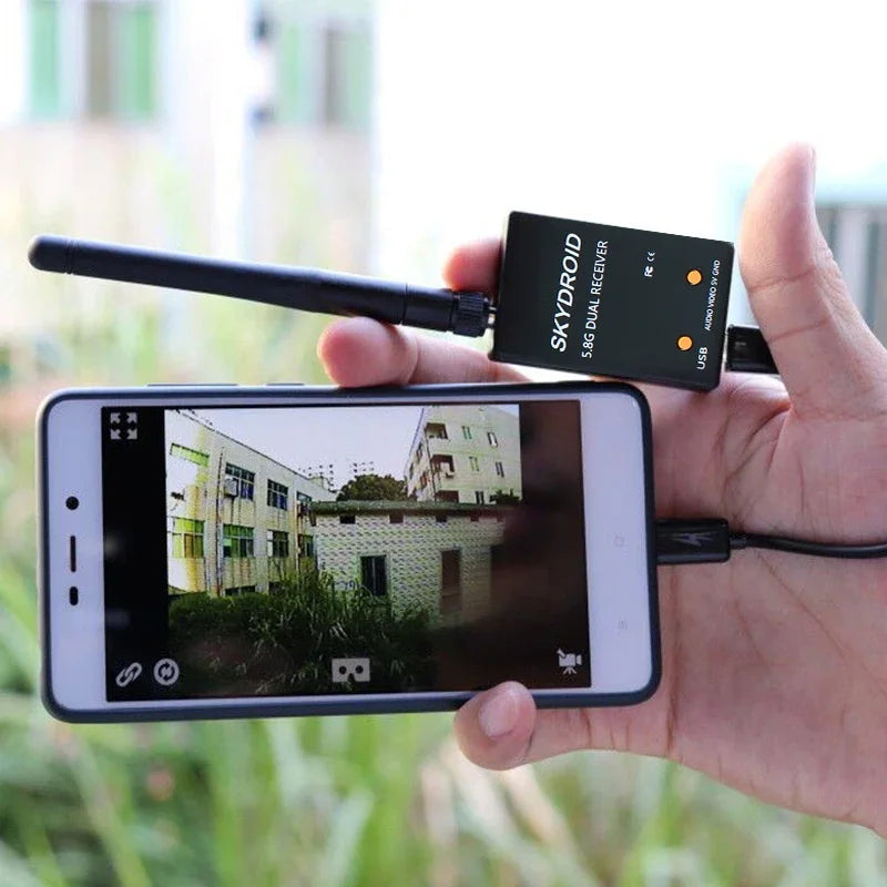 SKYDROID 5.8GHz 150CH FPV Dual/Single Antenna Receiver – UVC OTG RC Drone Part for Android Smartphones
