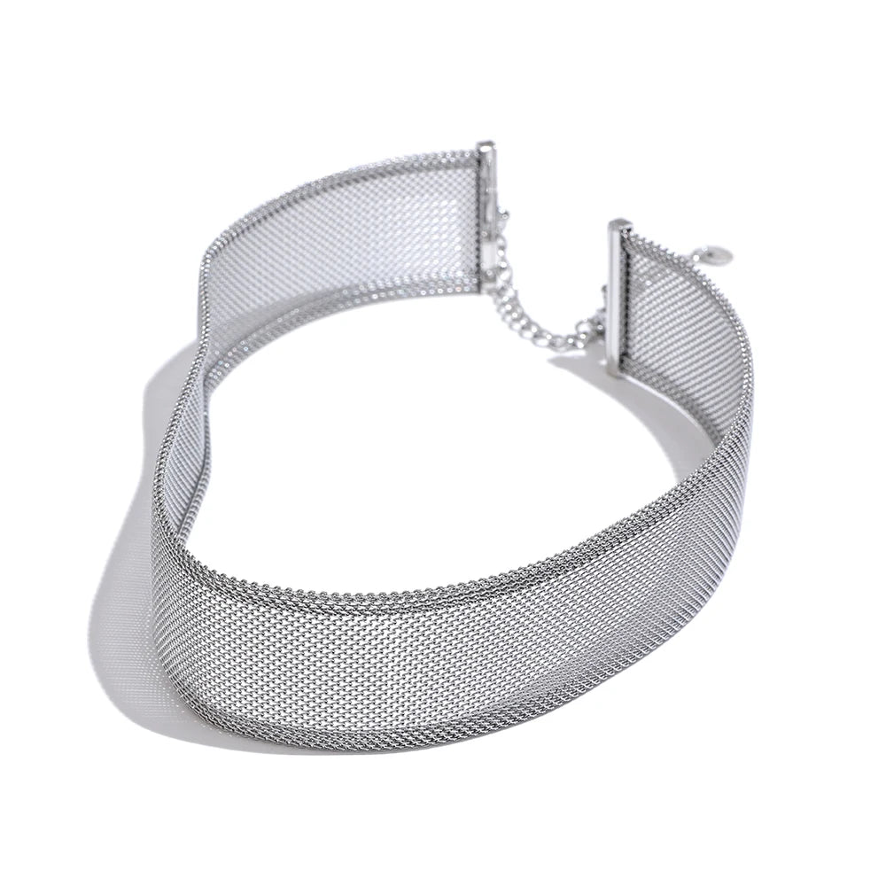 Yhpup 26mm Stainless Steel Wide Choker Necklace & Bracelet Bangle – Fashionable Waterproof Summer Jewelry
