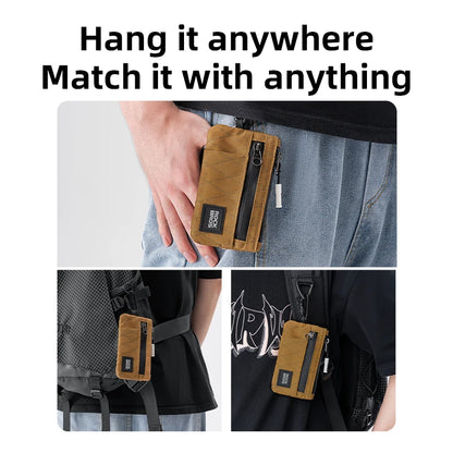 ROCKBROS Portable Wallet Card Bag – Ultra-Light, Stylish Sports Mini Credit Card Holder with Hang Lock, Compact Storage