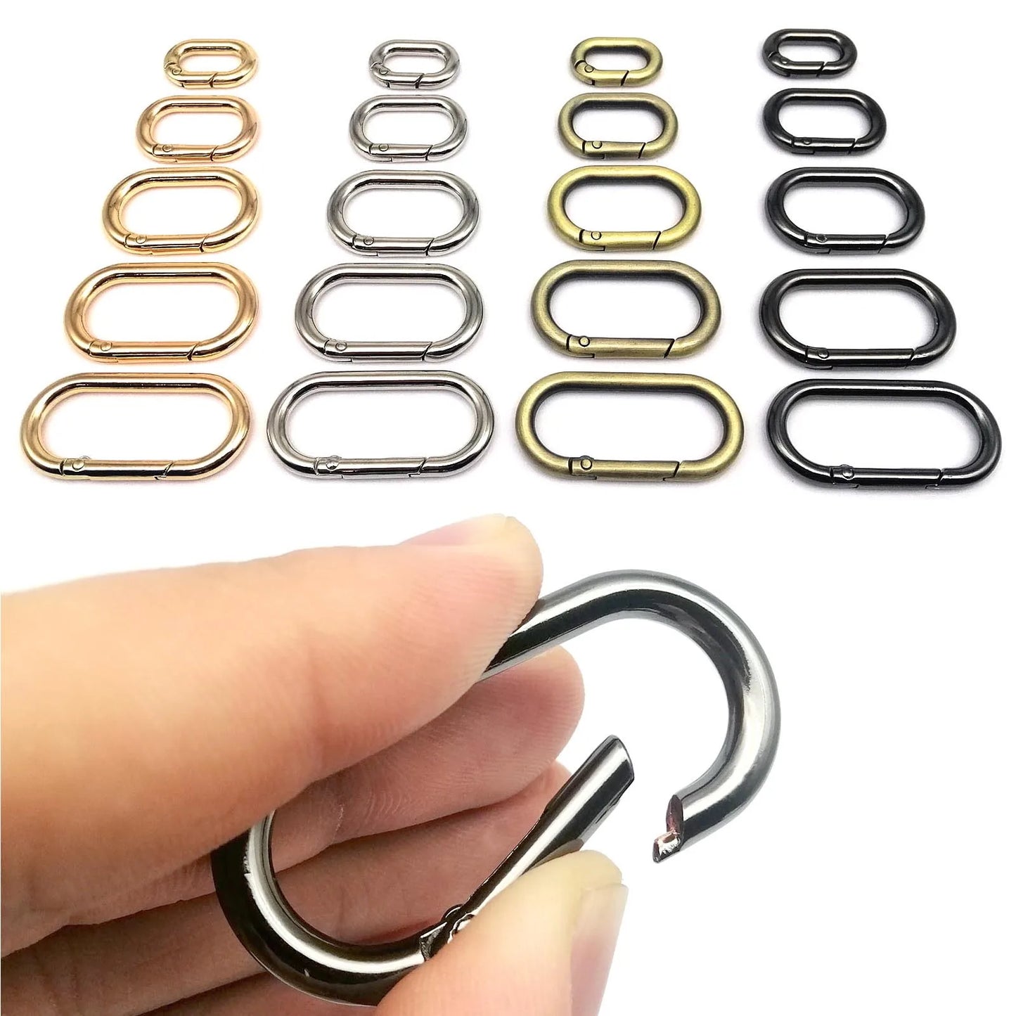 Oval Spring O-Ring Leather Bag Strap Buckle & Keyring Pendant - Snap Clasp Clip for Keychain & Dog Chain