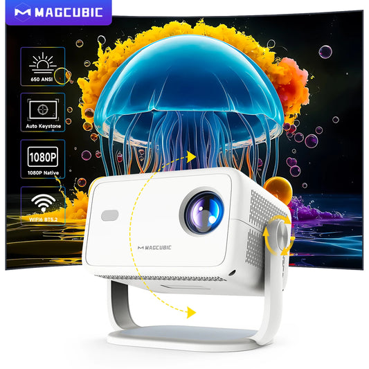 Magcubic Native 1080P 650ANSI 4K L018 Projector - 360° Auto Keystone Focus, Wifi6, BT5.2, Air Mouse, Portable Outdoor