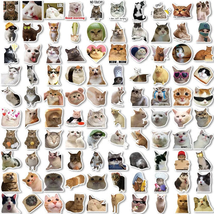 Funny Cat Meme Stickers - Cute Kawaii Animal Decals for Laptop, Notebook, Luggage, Skateboard and Scrapbook DIY