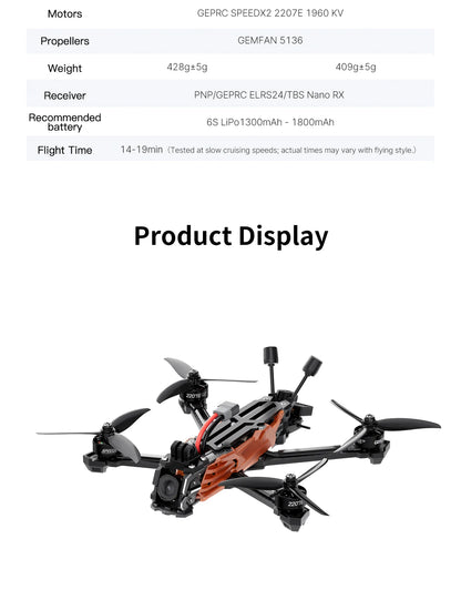 GEPRC Vapor-X5 D5 HD FPV Drone 5" – 4K 120fps Recording, O4 Air Unit, 2207E 1960KV Motor, Freestyle Quadcopter