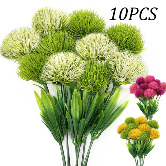 10PCS Artificial Dandelion Flower Bouquet – Mixed Plastic Fake Flowers for Wedding, Home, Party & DIY Table Decoration