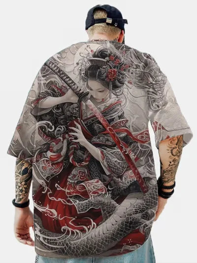 Anime Girl 3D Print T-Shirt - Casual Loose Short Sleeve Streetwear for Men