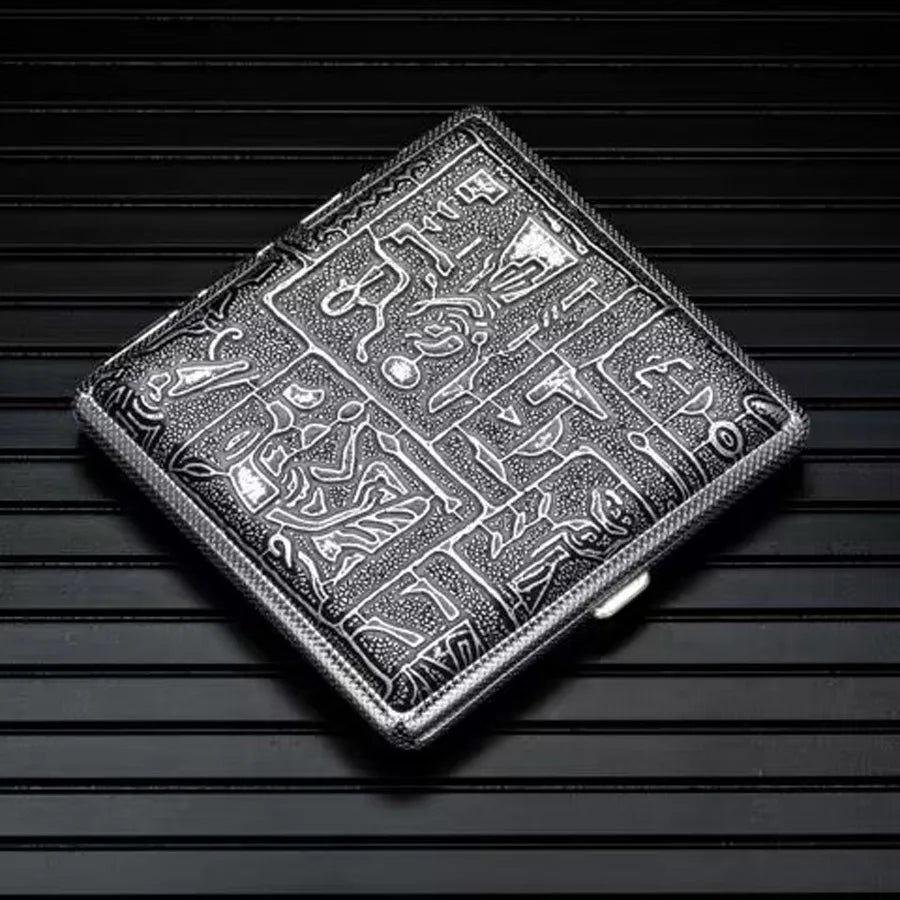 Leather Cigarette Case Holder - 20-Stick Capacity Metal Storage Box for Men, Portable Smoking Accessory Gift
