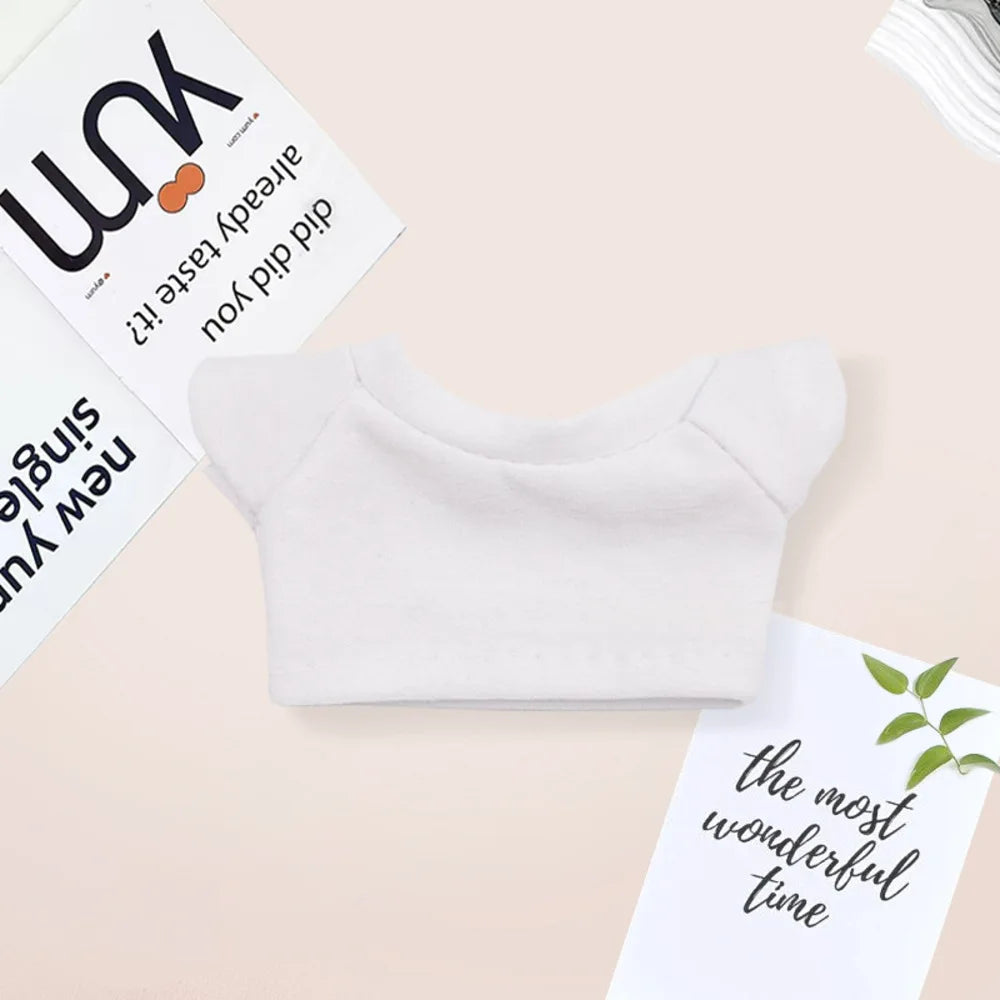 Cotton Short-Sleeve Labubu Doll Clothes – 14-17cm Solid Color T-Shirt Dress-Up Accessories for Plush DIY Toys