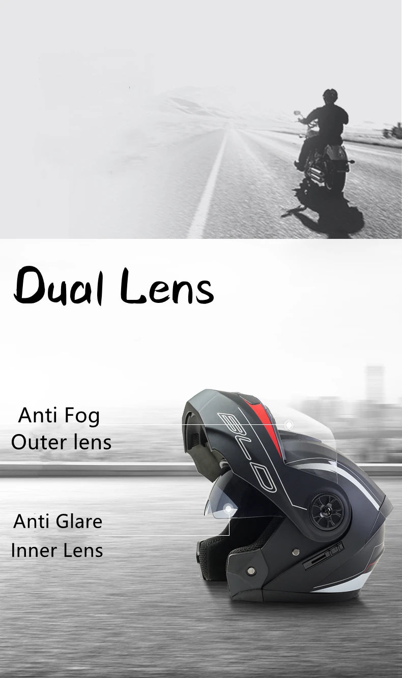 Personalized Dual-Lens Flip-Up Motorcycle Helmet — Motocross Racing Modular Full-Face Helmet for Men & Women, Fashionable Cascos Para Moto