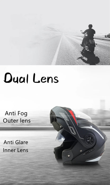 Personalized Dual-Lens Flip-Up Motorcycle Helmet — Motocross Racing Modular Full-Face Helmet for Men & Women, Fashionable Cascos Para Moto