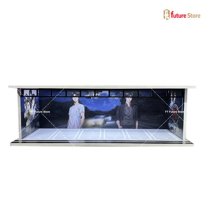1:64 Scale Garage Scene Model with Lights – Assembled Parking Lot Diorama for Miniature Car Display