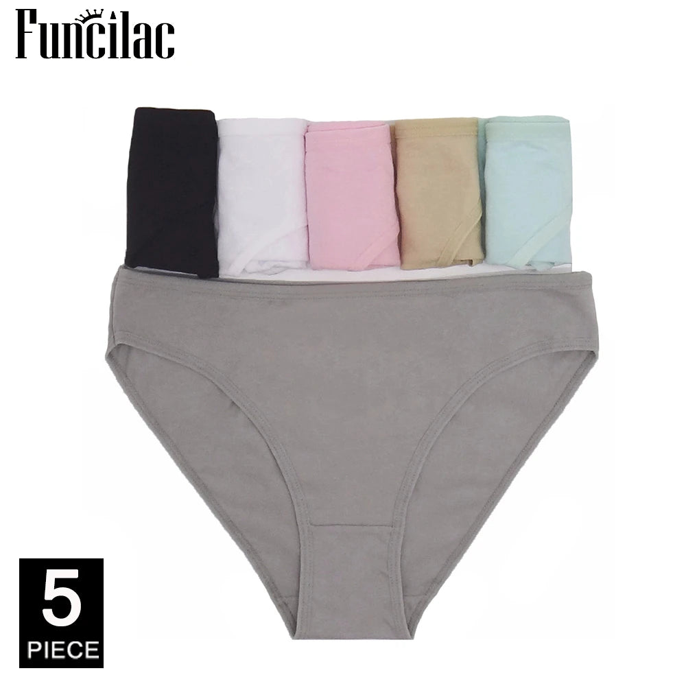 5 Pcs Women’s Cotton Panties Set - Soft Bikini Briefs Sexy Ladies Underwear Comfortable Everyday Briefs