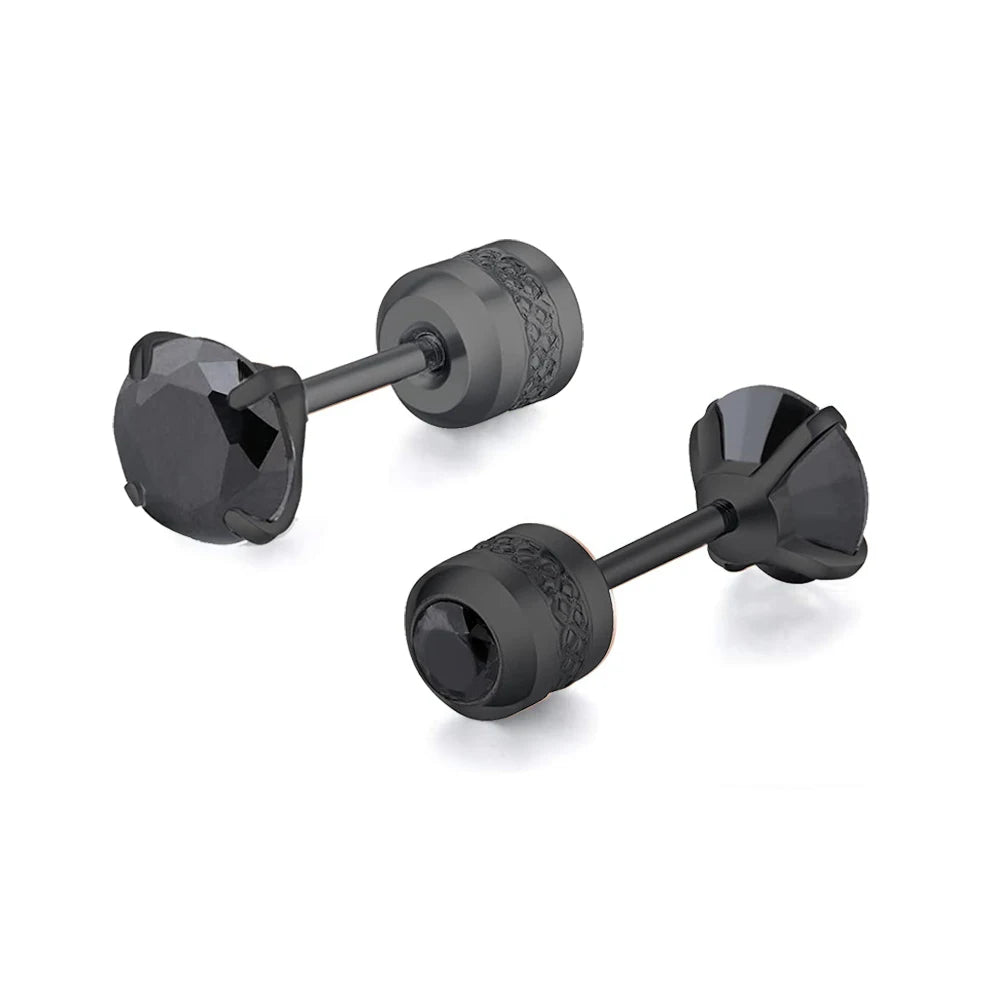 Medical Stainless Steel Crystal Zircon Ear Studs – Hypoallergenic Tragus & Cartilage Screw Piercing Earrings Jewelry