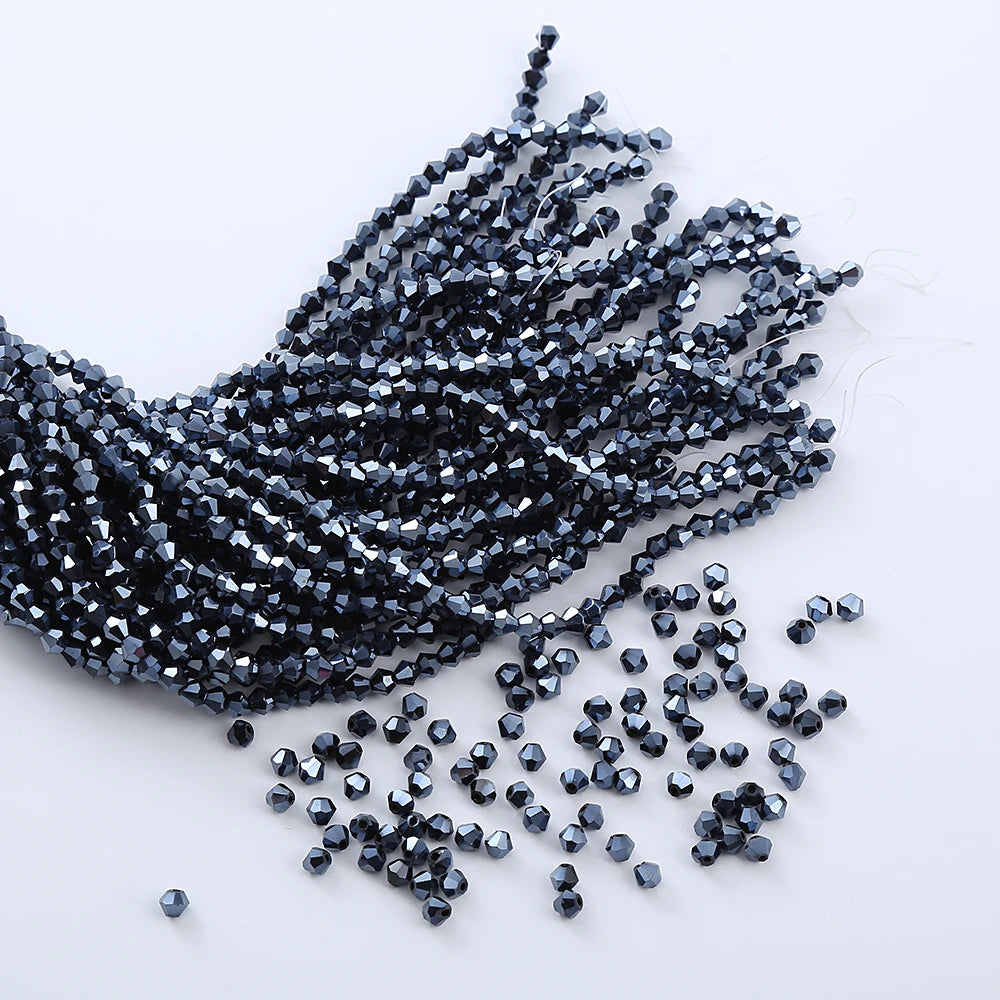 3/4mm Crystal Bicone Glass Beads - White Loose Faceted Beads for DIY Bracelets, Earrings & Jewelry Making