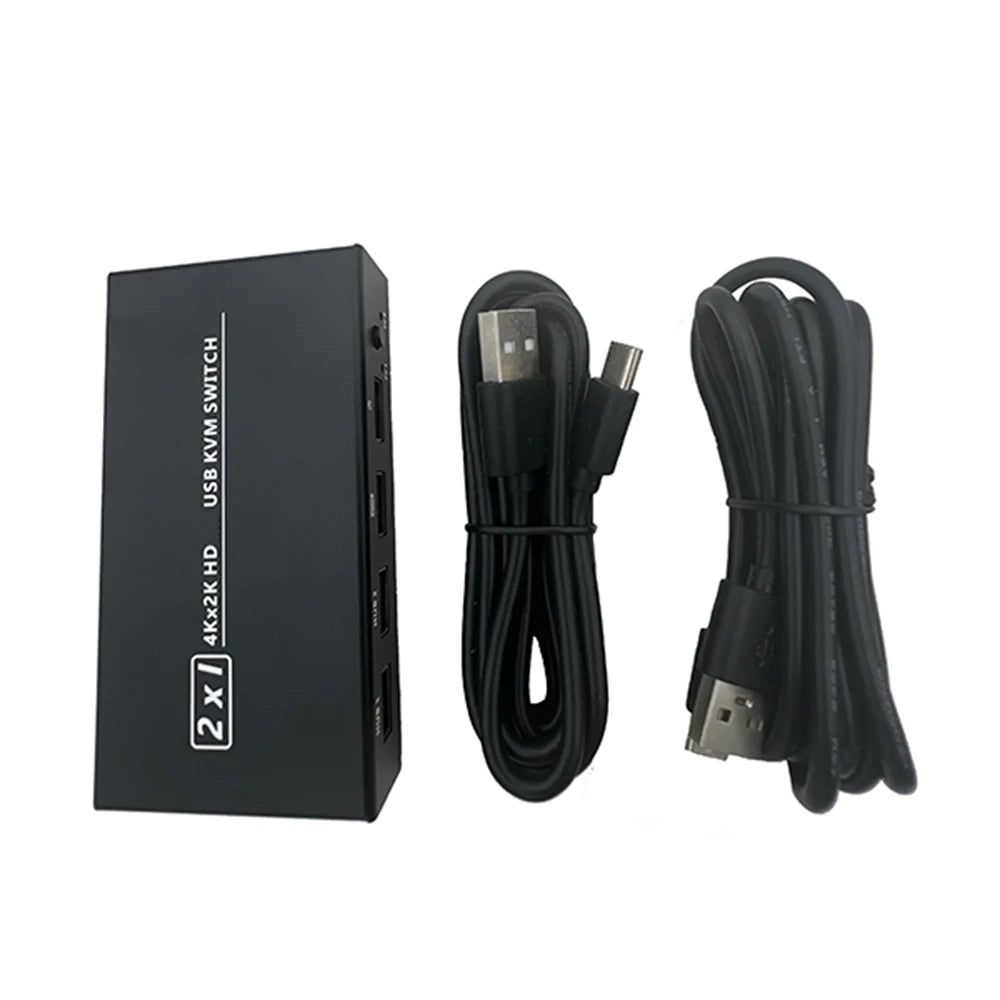 4K 2K HDMI USB KVM Switch 2-in-1 – Dual Computer Share 1 Monitor, Keyboard, Mouse & Printer Support