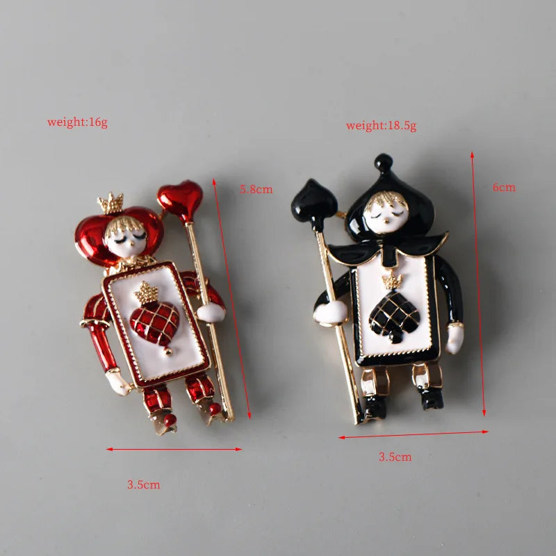 Cartoon Playing Card Soldier Brooch - Cute Red Peach Pin Badge for Bags & Accessories
