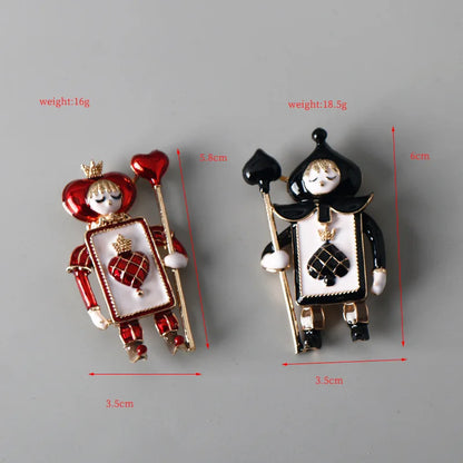Cartoon Playing Card Soldier Brooch - Cute Red Peach Pin Badge for Bags & Accessories