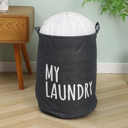 Cotton & Linen Foldable Laundry Basket — Waterproof Household Storage for Clothes, Toys, and Laundry Supplies