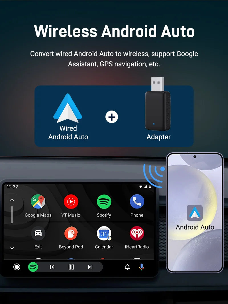 2025 Wired to Wireless CarPlay 2 in 1 Mini Adapter – Android Auto Smart Box, Plug & Play, OTA Update, Universal Compatibility