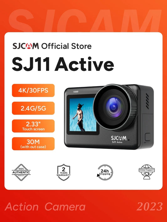 SJCAM SJ11 Active 4K Action Camera – 2.33" Touch Screen, Waterproof, 5G WiFi, Active HDR Sport Camera