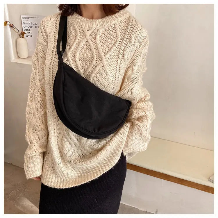 Upgraded Women's Messenger Bag – Simple Design Nylon Hobo, Small Vintage Shoulder Purse & Cloth Handbag