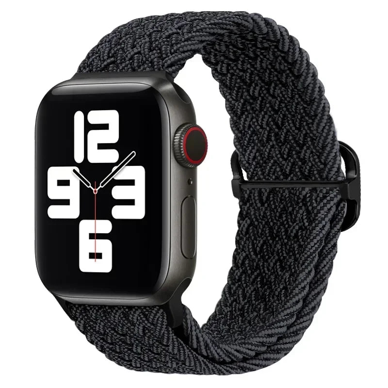 Braided Nylon Apple Watch Band – Adjustable Sport Strap Compatible with Ultra 2, Series 10/9/8/7/6/SE (40–49mm) Wrist Bracelet