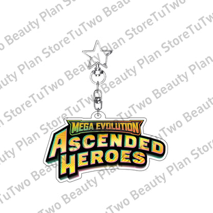 Anime PTCG Mega Evolution Acrylic Keychain – Pocket Monster Logo Cartoon Bag Pendant Keyring Collectible Gift Toy Series