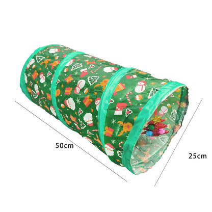 Christmas Cat Tunnel for Indoor Cats – Foldable Green Interactive Pet Play Tunnel for Kittens, Breathable Cat Exercise Toy