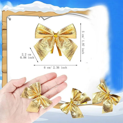 12/24/36PCS Christmas Mini Bows – Red & Gold Bowknots for Tree, Home, Wedding & New Year Party Decorations
