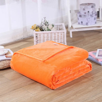 Winter Flannel Blanket – 230GSM Soft Solid Blue Coral Fleece Bedspread, Thin Warm Sofa Cover, Faux Fur Plaid Throw