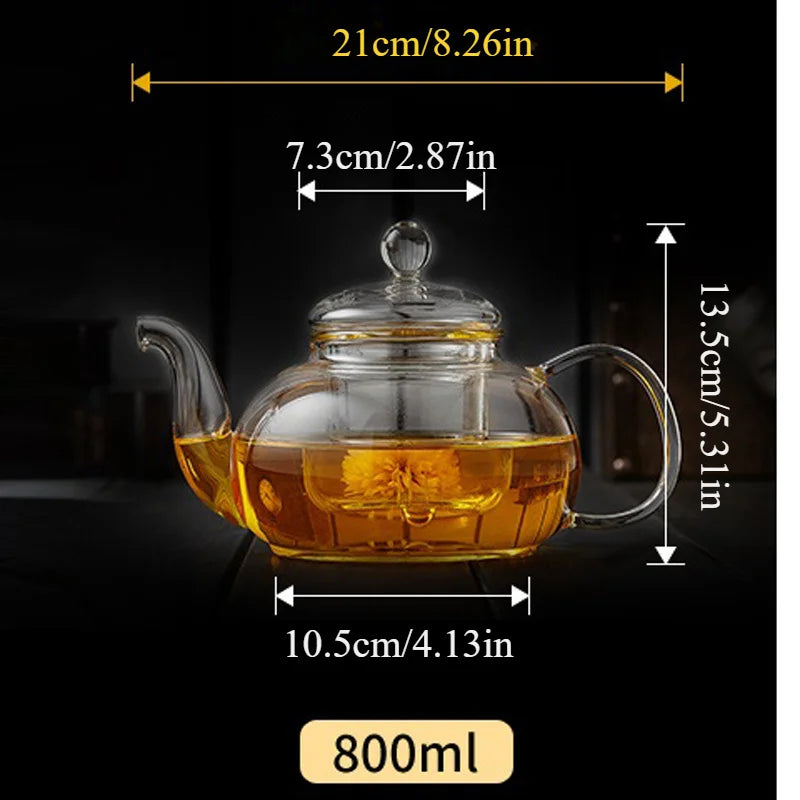 400ml/1000ml Heat-Resistant Glass Teapot – Kung Fu Teaware Set with Tea Strainer for Puer, Oolong, Barley